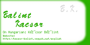 balint kacsor business card